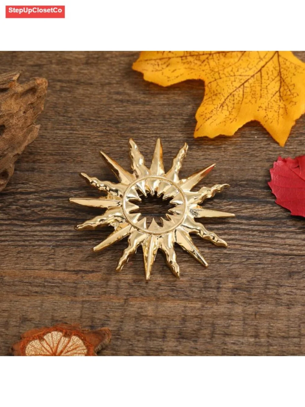 Vintage Gold Plated Sunflower Brooch Pin Elegant Lapel for Dress Suit Hat
